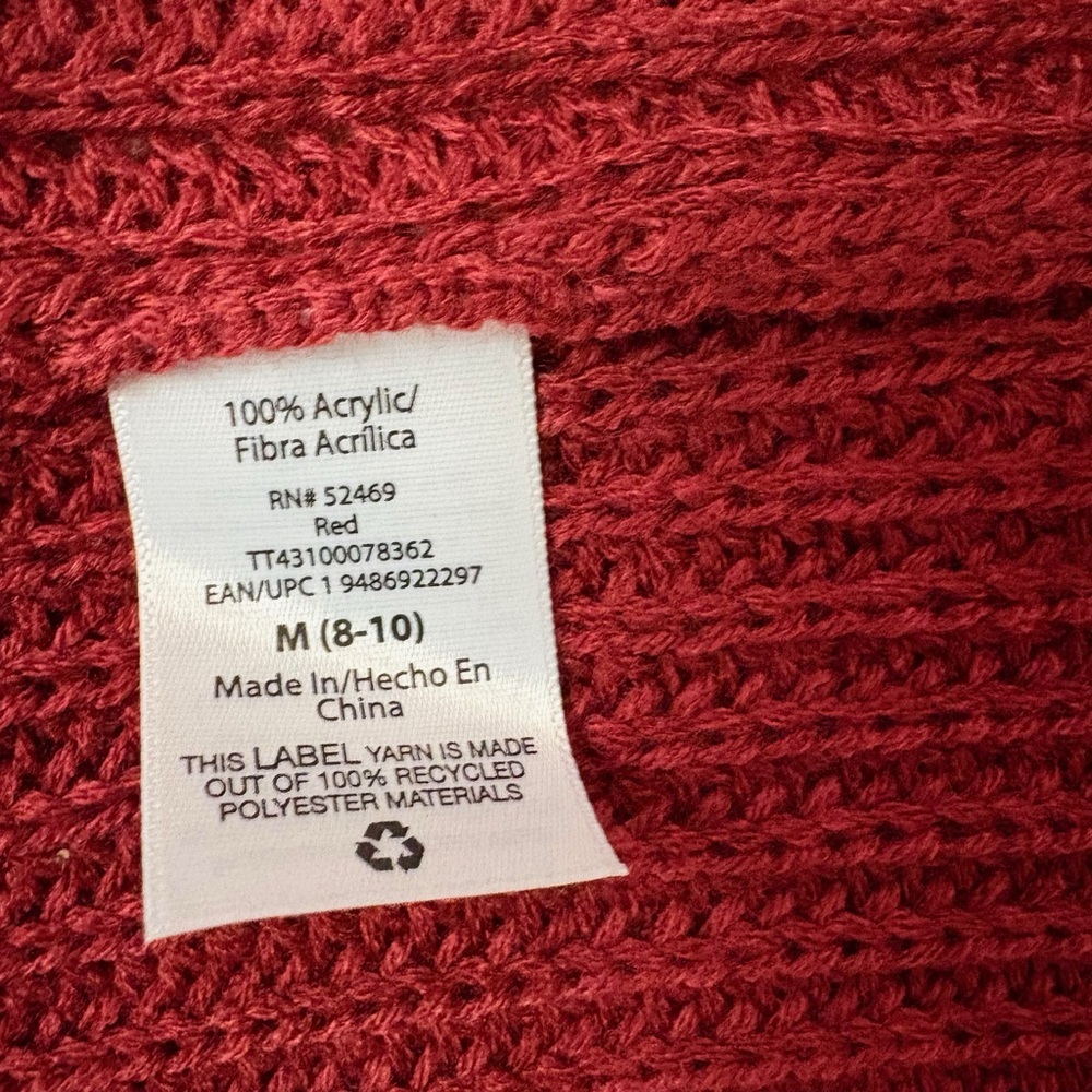Time and Tru Burgundy Fringe Cardigan - Picture 7 of 8